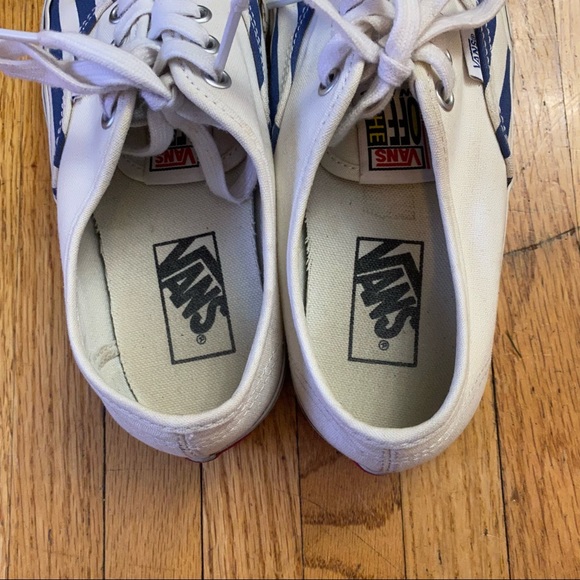 Vans Off The Wall Blue Stripe Size 6.5 Womens Sneakers Shoes Lace up - Picture 6 of 10